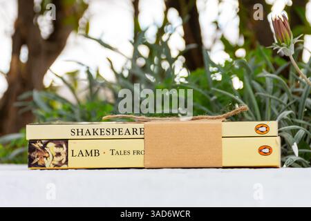Gros plan de King Lear Play in the Garden de William Shakespeare. Banque D'Images