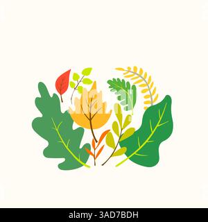 Feuilles d'automne, illustration colorée, détails simples Illustration de Vecteur