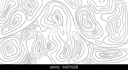 Motif de carte vectorielle topographique. Fond de carte de terrain de montagne abstrait avec texture de ligne de forme abstraite. Illustration de Vecteur