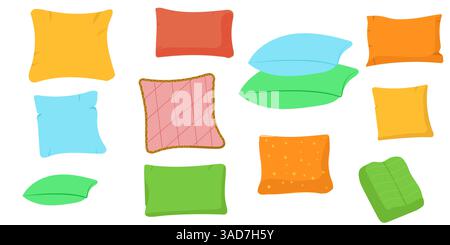 Ensemble d'oreillers isolés avec différentes formes. Illustration de Vecteur