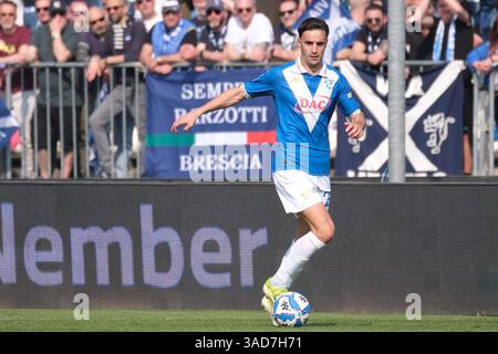 Brescia, Italie. 05th Apr, 2025. Massimo Bertagnoli du Brescia Calcio FC lors du match du championnat italien de football de Serie B entre le Brescia Calcio FC et Mantoue 1911 au stade Mario Rigamonti le 5 avril 2025, Brixia, Italie. Crédit : Agence photo indépendante/Alamy Live News Banque D'Images
