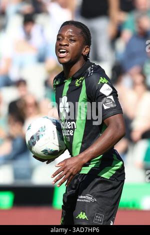 Bruges, Belgique. 05th Apr, 2025. Flavio Nazinho du cercle réagit lors d'un match de football entre cercle Brugge et Beerschot va, samedi 05 avril 2025 à Bruges, le jour 2 (sur 6) des Play-offs de relégation de la première division 'Jupiler Pro League' 2024-2025 du championnat belge. BELGA PHOTO BRUNO FAHY crédit : Belga News Agency/Alamy Live News Banque D'Images