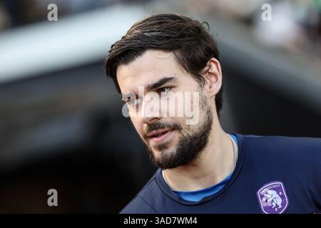Bruges, Belgique. 05th Apr, 2025. Le gardien de but de Beerschot, Nick Shinton, photographié avant un match de football entre cercle Brugge et Beerschot va, samedi 05 avril 2025 à Bruges, le jour 2 (sur 6) des Play-offs de relégation de la première division 'Jupiler Pro League' 2024-2025 du championnat belge. BELGA PHOTO BRUNO FAHY crédit : Belga News Agency/Alamy Live News Banque D'Images