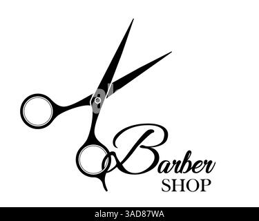 Icône de logo Barber Shop, outils de saloon de symbole de silhouette de ciseaux, illustration vectorielle isolée sur fond blanc Illustration de Vecteur