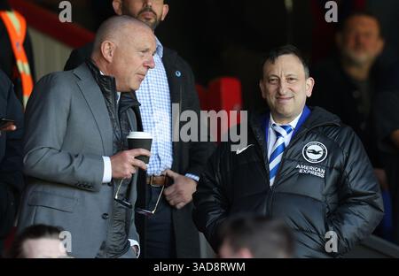 Londres, Royaume-Uni. 5 avril 2025. Tony Bloom (R), président de Brighton et Hove Albion lors du match de premier League Crystal Palace vs Brighton et Hove Albion à Selhurst Park, Londres. Le crédit photo devrait se lire : Paul Terry/Sportimage crédit : Sportimage Ltd/Alamy Live News Banque D'Images