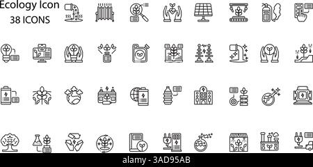 Ensemble d'icônes Ecology. Ensemble d'icônes de style dessin au trait. illustration vectorielle Illustration de Vecteur
