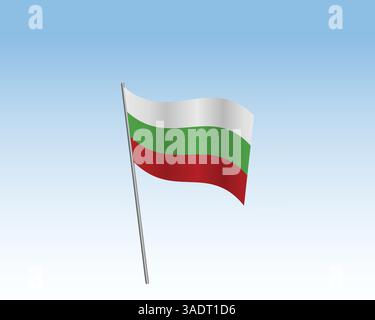 Illustration réaliste vectorielle des drapeaux de Bulgarie. drapeau agitant au vent contre un ciel bleu Illustration de Vecteur