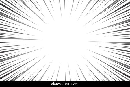 Manga bandes dessinées radiales avec effet de vitesse pour bande dessinée. Fond d'explosion noir et blanc. Illustration vectorielle Illustration de Vecteur