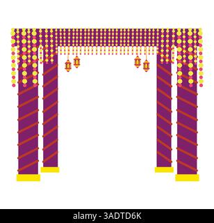 Mandap de mariage pour mariée et marié Illustration de Vecteur