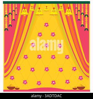 Fond de cérémonie Haldi pour mariée Illustration de Vecteur