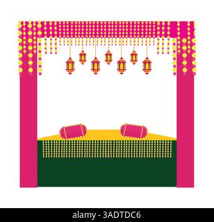 Configuration de cérémonie Haldi pour mariée Illustration de Vecteur