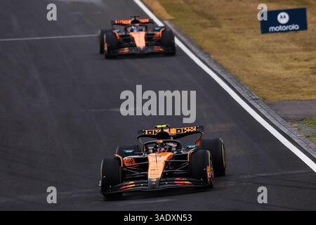 Suzuka, Japon. 6 avril 2025. Suzuka, Japon. 6 avril 2025. 04 NORRIS Lando (gbr), McLaren F1 Team MCL39, action et 81 PIASTRI Oscar (aus), McLaren F1 Team MCL39, action lors du Grand Prix du Japon Lenovo 2025 de formule 1, 3ème manche du Championnat du monde FIA de formule 1 2025 du 4 au 6 avril 2025 sur le circuit de Suzuka, à Suzuka, Japon - photo Eric Alonso / DPPI crédit : DPPI Media/Alamy Live News Banque D'Images