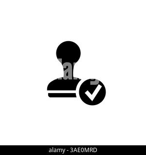 estampiller l'icône et cocher en noir sur fond blanc, approuver ou accepter Illustration de Vecteur