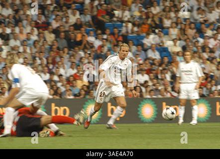 23 septembre 2003 ; Madrid, Espagne ; le Real Madrid bat Rivr 3-1. La star du football DAVID BECKHAM en action à Bernabeu.. (Image de crédit : Remi Agency/ZUMAPRESS.com) Banque D'Images