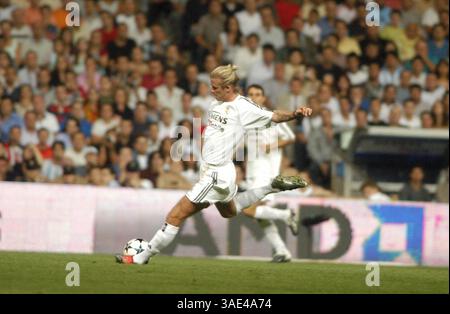 23 septembre 2003 ; Madrid, Espagne ; le Real Madrid bat Rivr 3-1. La star du football DAVID BECKHAM en action à Bernabeu.. (Image de crédit : Remi Agency/ZUMAPRESS.com) Banque D'Images