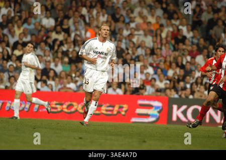 23 septembre 2003 ; Madrid, Espagne ; le Real Madrid bat Rivr 3-1. La star du football DAVID BECKHAM en action à Bernabeu.. (Image de crédit : Remi Agency/ZUMAPRESS.com) Banque D'Images