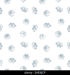 Aquarelle sans couture motif floral muet avec de petites marguerites bleues et des fleurs sauvages. Design élégant et romantique pour le textile, la mode ou le papier d'emballage Banque D'Images