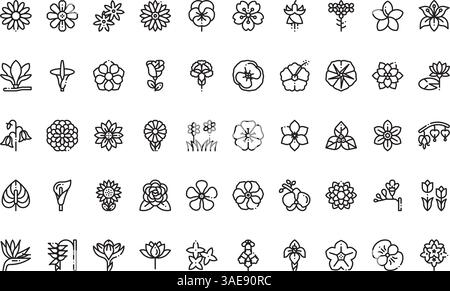 Icônes de fleurs Collection d'icônes vectorielles de haute qualité avec Stroke modifiable. Idéal pour les projets professionnels et créatifs Illustration de Vecteur