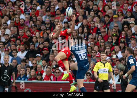 Toulouse, France. 06 avril 2025. Blair Kinghorn de Toulouse lors de la Coupe des Champions, manche du 16 match de rugby à xv opposant le stade Toulousain et Sale Sharks le 6 avril 2025 au stade de Toulouse, France - photo Nathan Barange/DPPI crédit : DPPI Media/Alamy Live News Banque D'Images