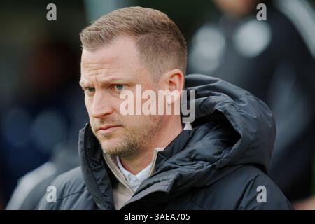 Farum, Danemark. 06 avril 2025. FC Nordsjaelland moeder FC Koebenhavn i mesterskabsspillet paa droit à Dream Park i Farum soendag den 6. avril 2025. Crédit : Ritzau/Alamy Live News Banque D'Images