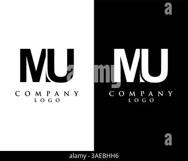 Mu, UM lettre logo logo design vecteur fond de couleur noir et blanc Illustration de Vecteur