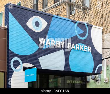 Warby Parker est une société de lunettes de vue pour lunettes de soleil, contacts et lunettes avec une grande présence en ligne et plus de 200 magasins aux États-Unis. Banque D'Images