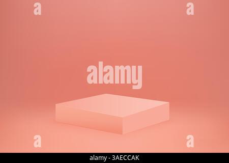 Podium 3d vide rose. Socle de salle d'exposition de forme carrée. Plate-forme vide. Stand coloré pour l'exposition Illustration de Vecteur
