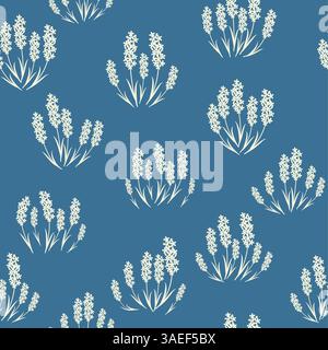 Modèle sans couture de silhouette de contour bicolore avec des fleurs et des feuilles. Printemps floral abstrait, motif pastel d'été Illustration de Vecteur