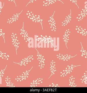 Vintage motif décoratif sans couture dans un style classique avec de petites fleurs, petites fleurs. Silhouettes légères de fleurs, ornement bicolore Shabby Chic Illustration de Vecteur