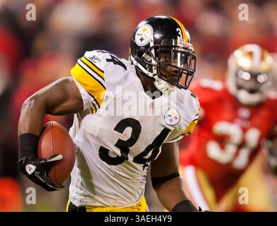 19 décembre 2011 : Rashard Mendenhall, le Rashard Steelers, en action lors du match de football NFL entre les 49ers de San Francisco et les Steelers de Pittsburgh au Candlestick Park à San Francisco, CA. Les 49ers ont battu les Steelers 20-3. â© Damon Tarver/Cal Sport Media(image crédit : © Damon Tarver/Cal Sport Media/ZUMAPRESS.com) Banque D'Images