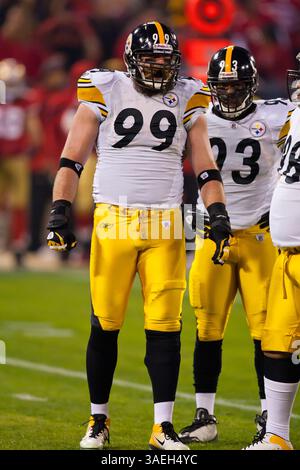 19 décembre 2011 : Brett Keisel, le défenseur des Pittsburgh Steelers, en action lors du match de football NFL entre les 49ers de San Francisco et les Steelers de Pittsburgh au Candlestick Park à San Francisco, EN CALIFORNIE. Les 49ers ont battu les Steelers 20-3. â© Damon Tarver/Cal Sport Media(image crédit : © Damon Tarver/Cal Sport Media/ZUMAPRESS.com) Banque D'Images