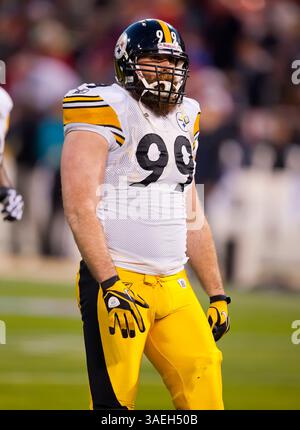 19 décembre 2011 : Brett Keisel, le défenseur des Pittsburgh Steelers, en action lors du match de football NFL entre les 49ers de San Francisco et les Steelers de Pittsburgh au Candlestick Park à San Francisco, EN CALIFORNIE. Les 49ers ont battu les Steelers 20-3. â© Damon Tarver/Cal Sport Media(image crédit : © Damon Tarver/Cal Sport Media/ZUMAPRESS.com) Banque D'Images