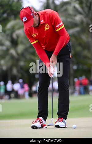 Doral, États-Unis. 06 avril 2025. Sergio Garcia, capitaine des putts GC de Fireballs lors de la dernière journée du LIV Golf Invitational 2025 - Miami au Trump National Golf course le 6 avril 2025 à Doral, Floride. (Photo de JC Ruiz/Sipa USA) crédit : Sipa USA/Alamy Live News Banque D'Images