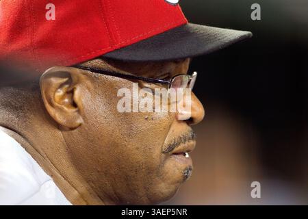 18 août 2011 - Washington, DC, États-Unis - Dusty Baker (12 ans), entraîneur des Cincinnati Reds, au Nationals Park à Washington, D.. C, jeudi 18 août 2011. (Crédit image : © Harry E. Walker/MCT/MCT/ZUMAPRESS.com) Banque D'Images