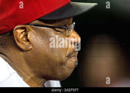 18 août 2011 - Washington, DC, États-Unis - Dusty Baker (12 ans), entraîneur des Cincinnati Reds, au Nationals Park à Washington, D.. C, jeudi 18 août 2011. (Crédit image : © Harry E. Walker/MCT/MCT/ZUMAPRESS.com) Banque D'Images