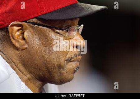 18 août 2011 - Washington, DC, États-Unis - Dusty Baker (12 ans), entraîneur des Cincinnati Reds, au Nationals Park à Washington, D.. C, jeudi 18 août 2011. (Crédit image : © Harry E. Walker/MCT/MCT/ZUMAPRESS.com) Banque D'Images