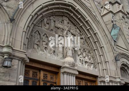 Entrée à la cathédrale catholique de la Madeleine à Salt Lake City, Utah, USA, l'église mère du diocèse de Salt Lake City Banque D'Images