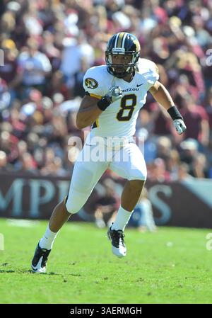 29 octobre 2011 : le récepteur Wes Kemp est le 8e des Missouri Tigers lors du match entre les University of Missouri Tigers et les Texas A&M University Aggies à Kyle Field à College Station, Texas. Les tigres gagnent contre les Aggies, 38-31.(image crédit : © Patrick Green/Cal Sport Media/ZUMAPRESS.com) Banque D'Images