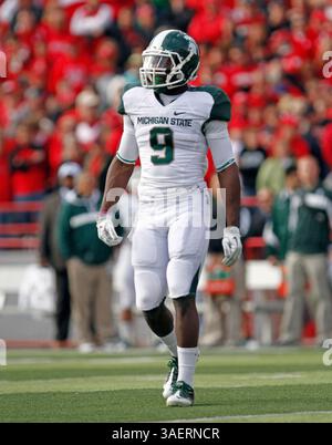 29 octobre 2011 : sécurité de l'État du Michigan Isaiah Lewis pendant le match de football de la NCAA entre les Cornhuskers du Nebraska et les Spartans du Michigan au Memorial Stadium de Lincoln ne. (Crédit image : © Marcus Scheer/Cal Sport Media/ZUMAPRESS.com) Banque D'Images