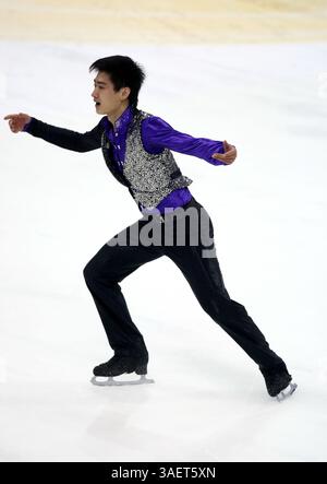 05 nov. 2011 ; Shanghai, CHINE ; Song Nan de Chine se produit dans le programme de patinage libre masculin lors du Grand Prix ISU de patinage artistique 2011.(image crédit : © Tongzhou Zhang/Osports via ZUMA Wire) Banque D'Images