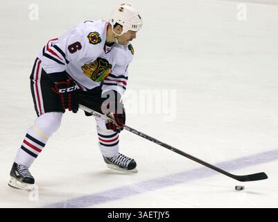 23 novembre 2011 : les Blackhawks de Chicago Sean O'Donnell (6 ans) lors du match contre les Sharks de San Jose. Sharks battent les Blackhawks 1-0 au HP Pavillion à San Jose, CA. (Crédit image : © William Mancebo/Cal Sport Media/ZUMAPRESS.com) Banque D'Images