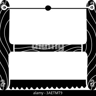 Vintage Crosscut bois buck Bow scie noire icône dessinée à la main Illustration de Vecteur
