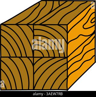 poteau en bois empilé marquant l'illustration vectorielle de couleur dessinée à la main Illustration de Vecteur