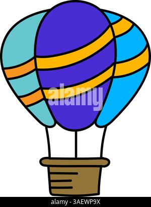 illustration vectorielle de couleur dessinée à la main par ballon à air chaud Illustration de Vecteur