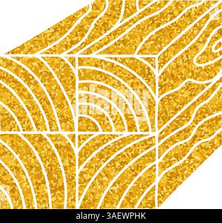 Dessin de marquage empilé de poteau en bois dans le style de couleur or Illustration de Vecteur