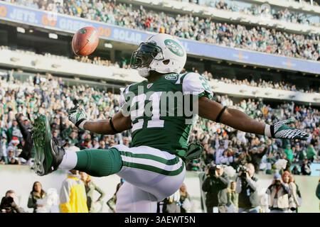 11 décembre 2011 - East Rutherford, NJ, USA - LaDainian Tomlinson des jets de New York célèbre son touchdown du deuxième quart-temps contre les Chiefs de Kansas City au MetLife Stadium le dimanche 11 décembre 2011, à East Rutherford, New Jersey. (Crédit image : © Jim Mcisaac/Newsday/MCT/ZUMAPRESS.com) Banque D'Images