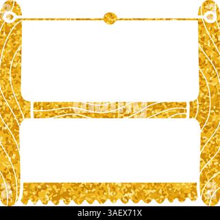 Vintage scie transversale bois buck Bow scie dessin dans le style de couleur or Illustration de Vecteur