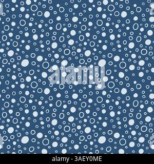 Ocean Bubbles Seamless Pattern, Design nautique minimal, bue foncé Banque D'Images