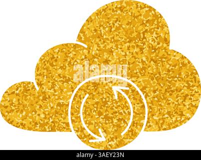 Dessin de synchronisation de nuage dans le style de couleur or Illustration de Vecteur