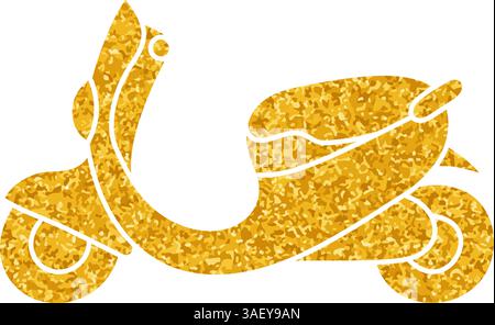 Dessin de scooter vintage dans le style de couleur or Illustration de Vecteur